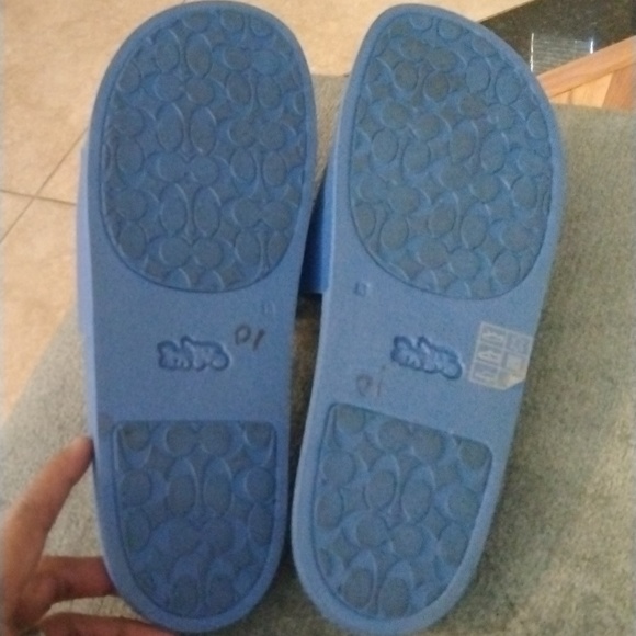 Coach Signature Mens Blue Slide-On Sandals - Picture 3 of 7